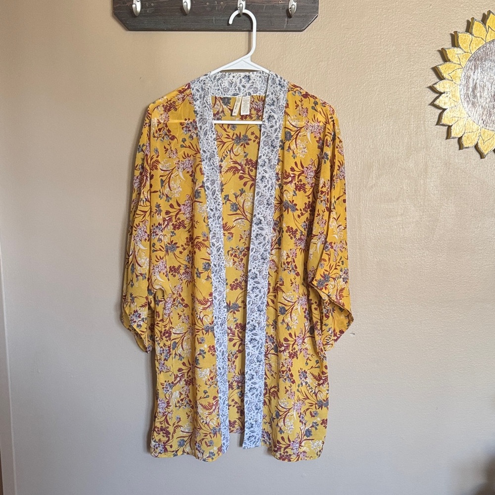 Japna Mustard Floral Kimono